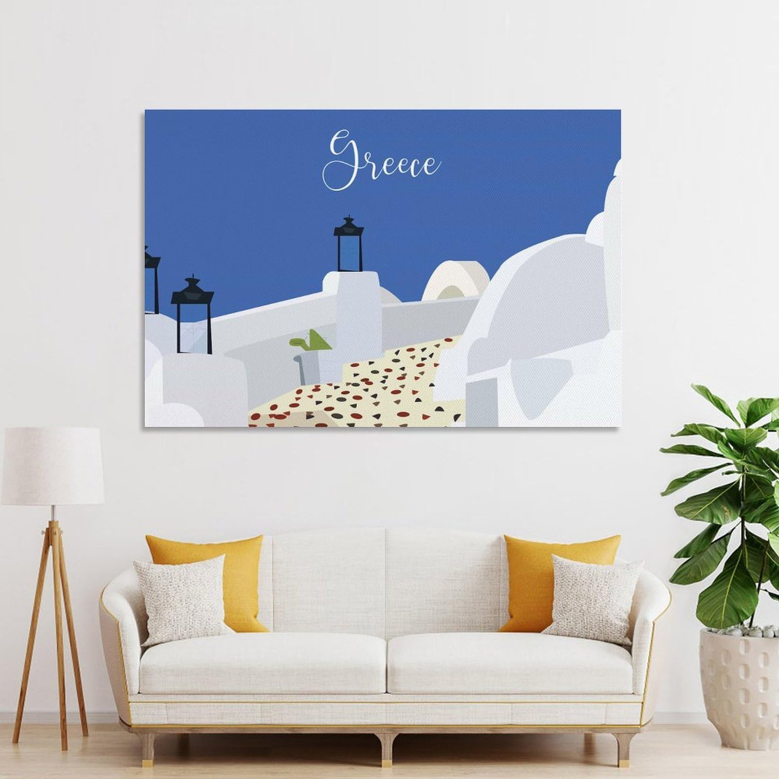 Junmoney Greece Illustration Decorative Wall Artwork 20x30inch(50x75cm), for Home Lounge, Bedroom Or Reading Nook, Modern Wall Decor for Cosy Interiors