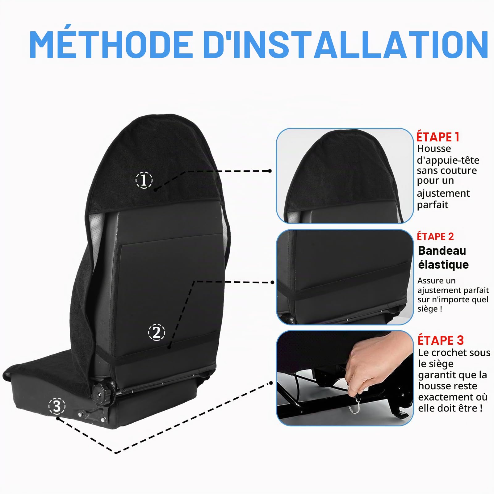 Housse imperméable pour siège de Voiture - Résistante à la Transpiration et Durable - Lavable en Machine - pour Les athlètes - Convient à Divers véhicules (Noir, 1pcs)