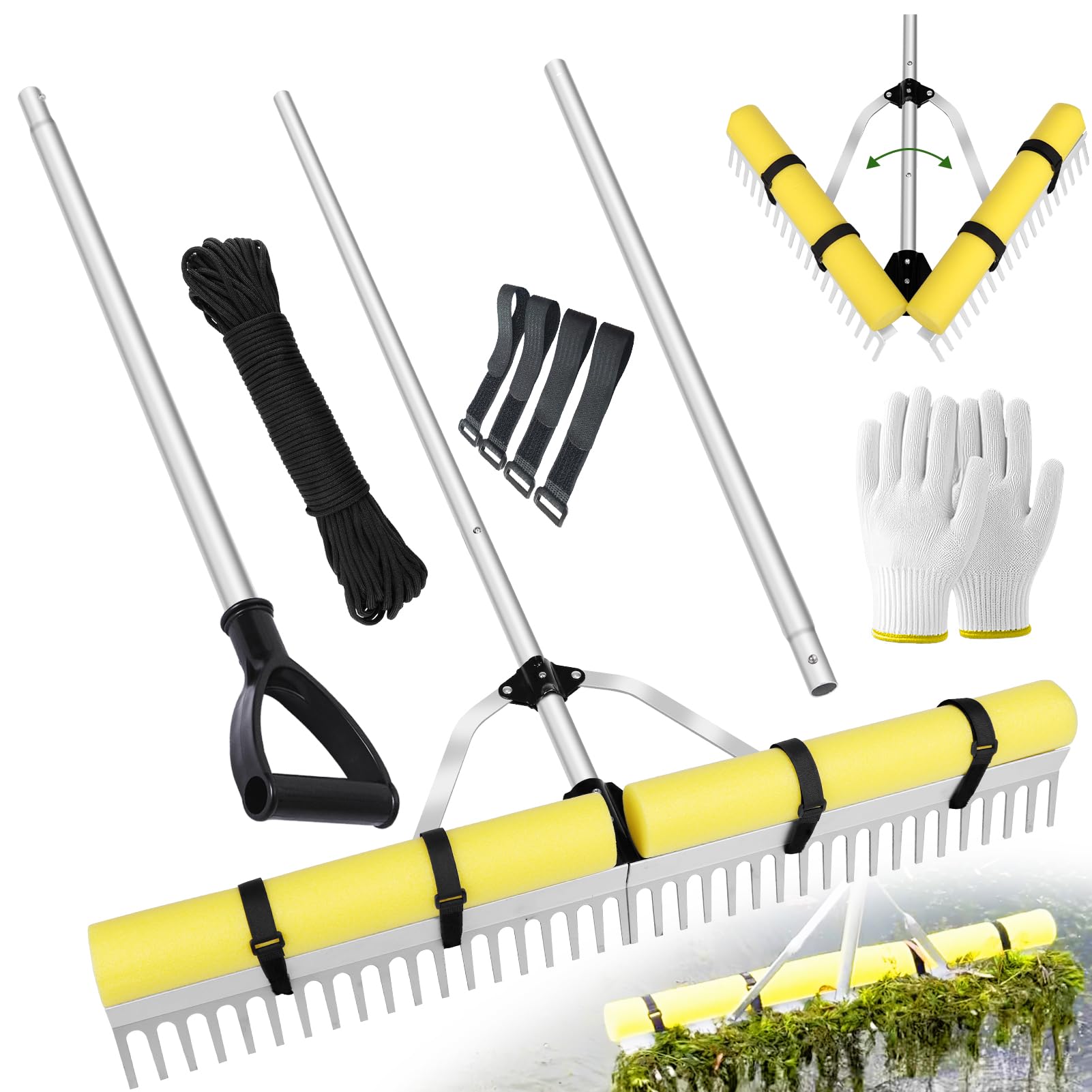 SOHNVWTGD Leaf Grabber Rake with Long Handle,Metal Leaves Rakes,Lightweight Leaf and Grass Picker Upper,Leaf Collector for Lawn & Yard Shrub up.