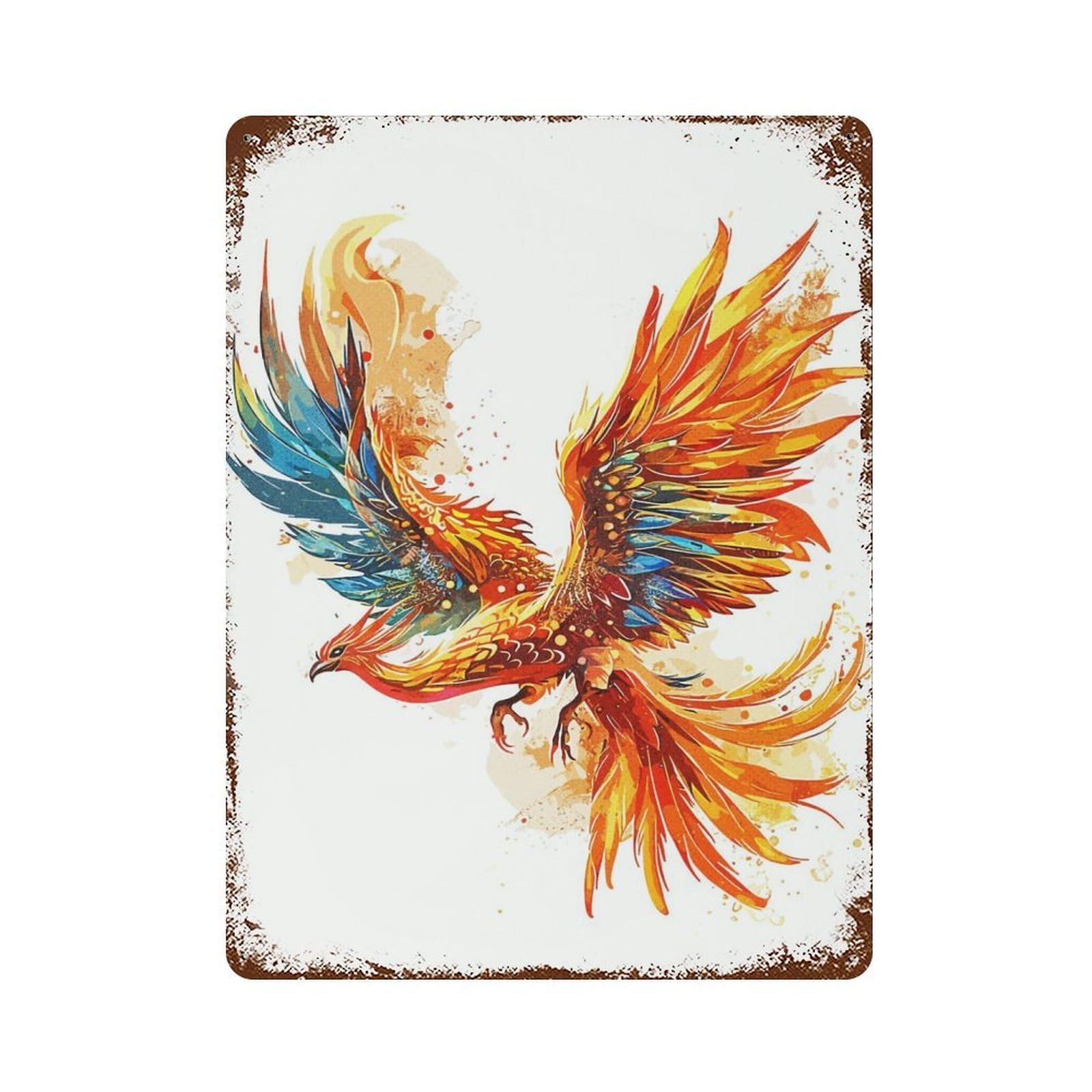 Phoenix Art Decorative Tin Sign 15.7"x11.8", Retro Wall Decor for Living Room, Hallway And Home Decor