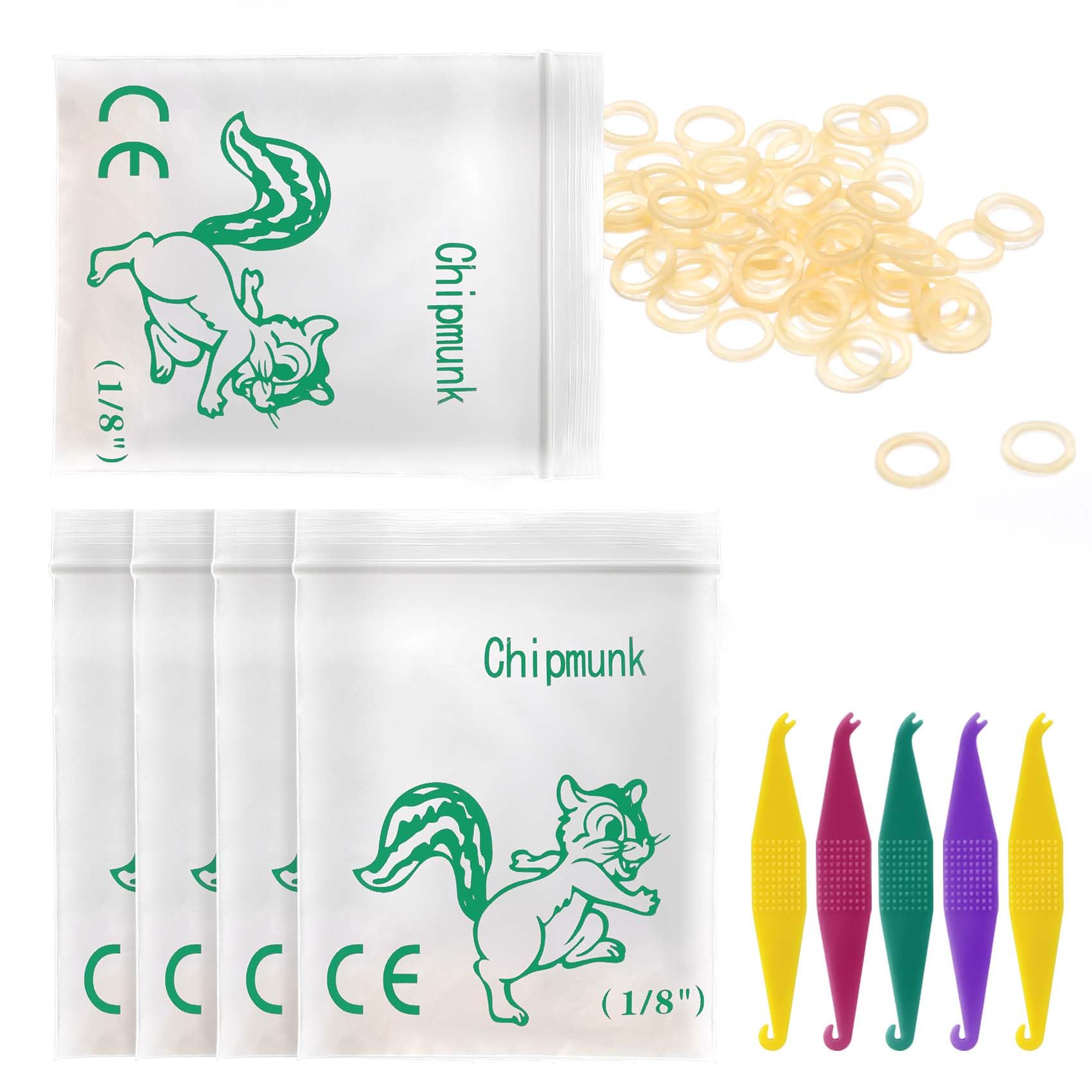 Annhua 1/8" Orthodontic Elastic Rubber Bands, 500 Pack, Natural, Heavy 4.5 Oz Small Rubber Bands for Tooth Gap, Crooked Teeth, Hairbands, Dog Pony Tails, Braids and Dreadlocks