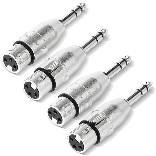 pegcabac Adaptador XLR hembra a TRS de 14 pulgadas, adaptador de cable equilibrado de enchufe estéreo para conector hembra, adaptadores macho de 14