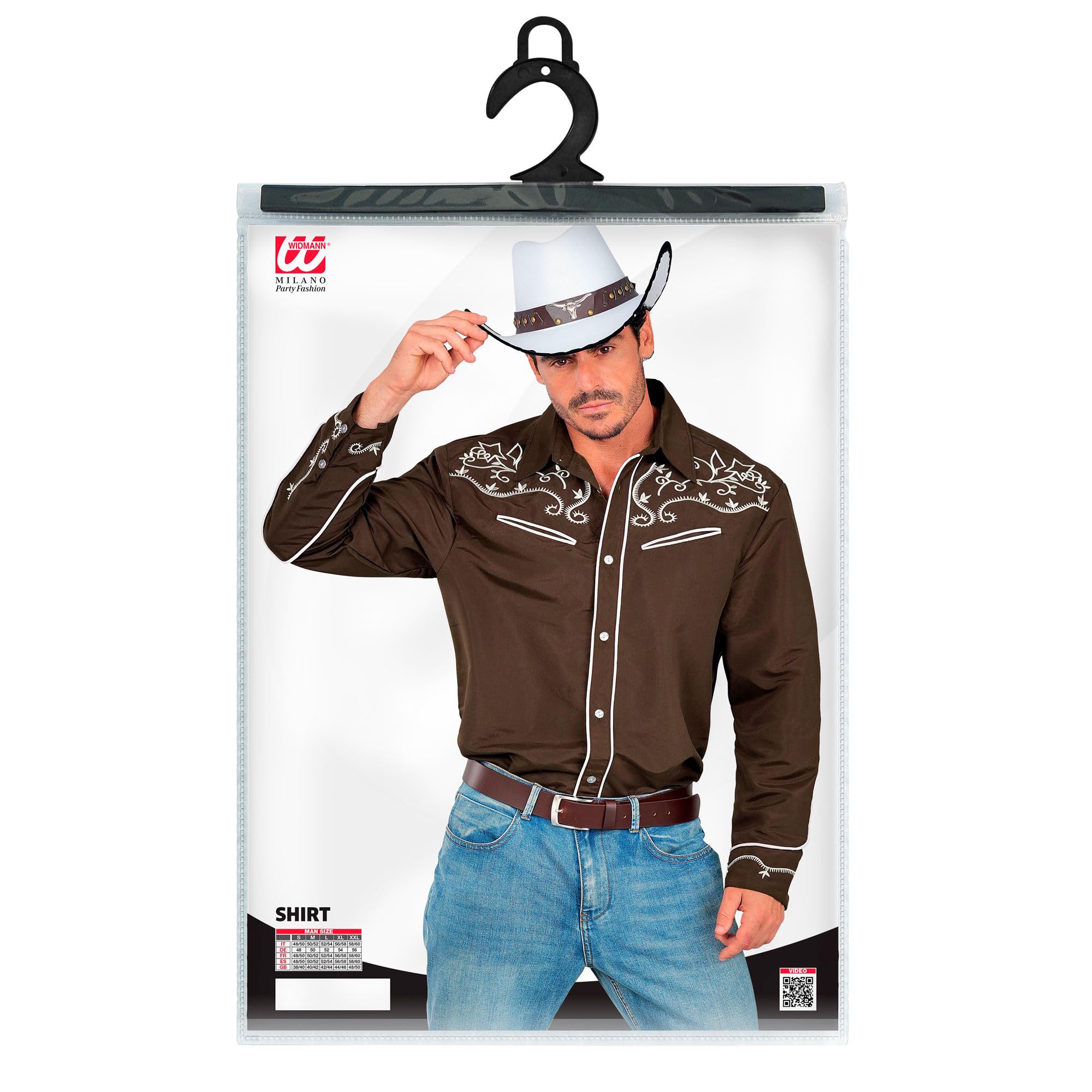 W WIDMANN MILANO Party Fashion - Camicia da cowboy da uomo, camicia western con ricami, costume per carnevale e festival