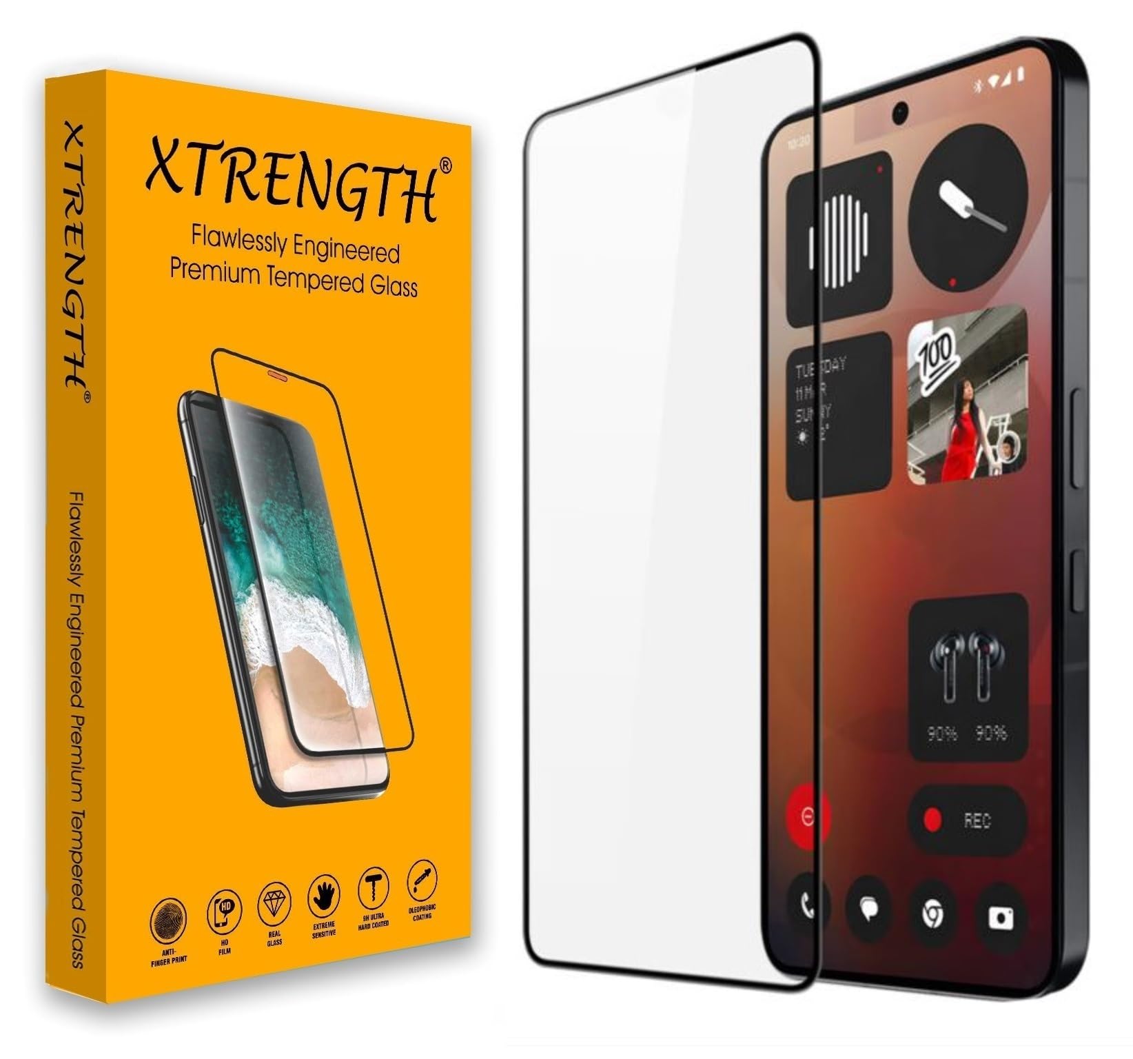 XTRENGTH Advanced HD+ Tempered Glass Gorilla Screen Protector Designed for Nothing Phone 3A / 3A Pro - Edge to Edge Full Screen Coverage with Easy Installation Kit (Anti-Scratch)