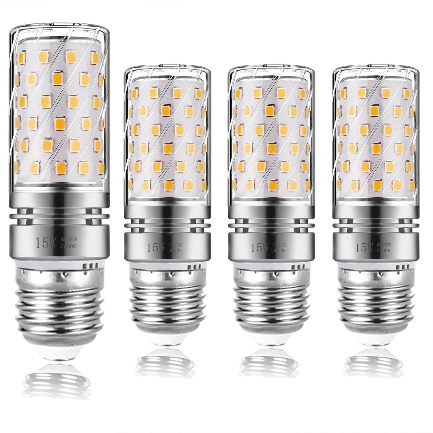 Hzsane Warm White Led Corn Bulbs, 15W 3000K Led Bulbs, 120 Watt Incandescent Bulbs Equivalent, E26 Base, 1400 Lumens Led Lights, Cylinder Bulbs, 4 Pack