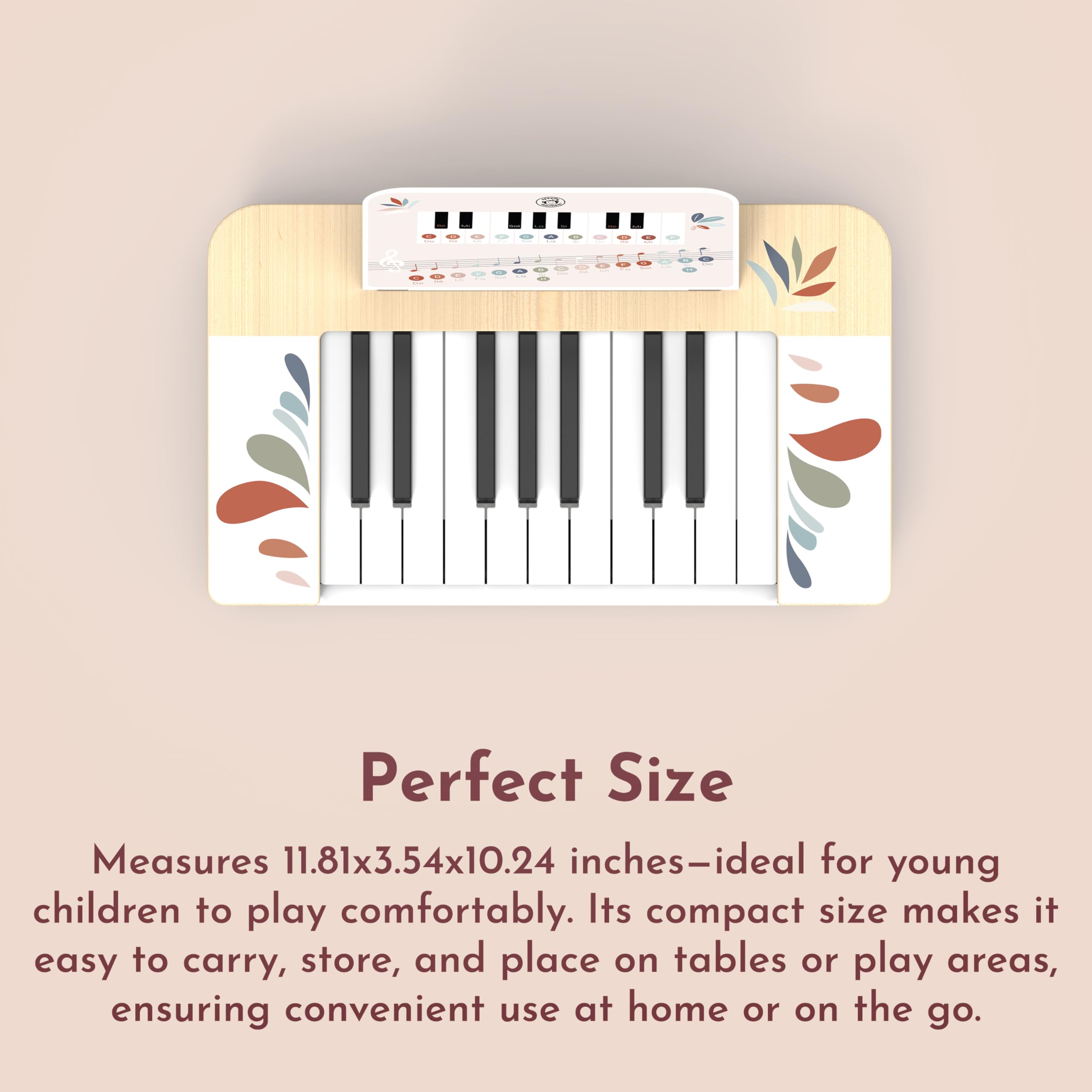 Speedy Monkey Holz Piano Keyboard Spielzeug FSC Zertifiziert ab 3 Jahren | Bunte Tasten, Mini-Tastatur, Kinder-Musikinstrumente, Kleinkind-Musikinstrumente, kreativer Rhythmus, Fingerfertigkeit