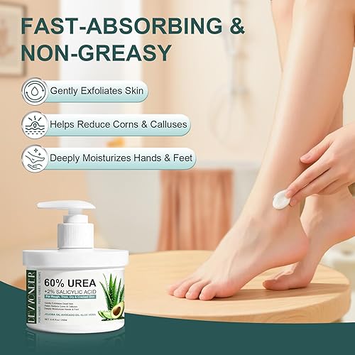Miniatura 3 de Crema de urea 60 por ciento para pies de máxima fuerza con 2% de ácido salicílico de 8.45 onzas, crema de pies para talones y pies secos agrietados