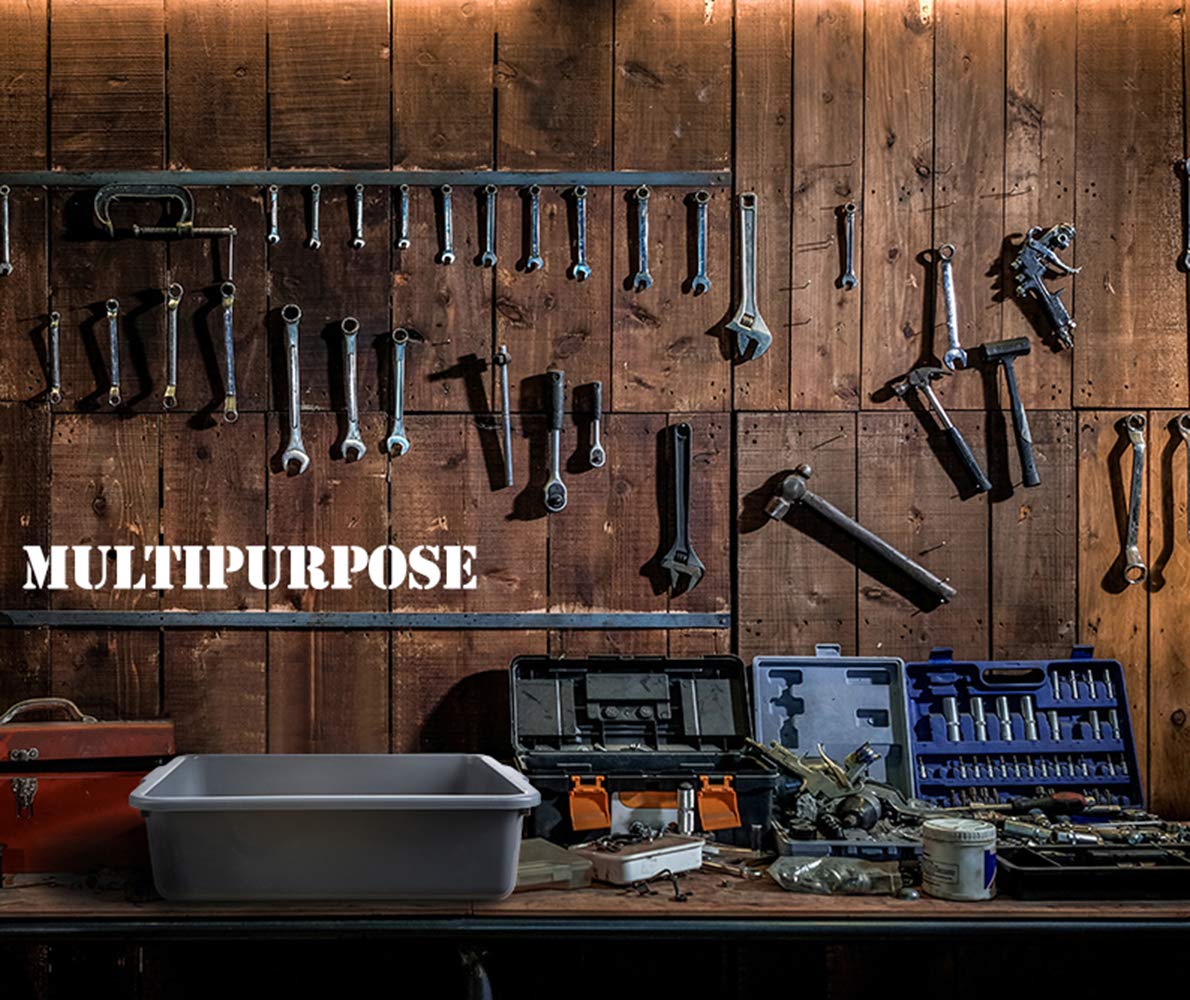 Grey 4-Pack Commercial Bus Tubs Box/Tote Box, Stackable Plastic Utility 13 Liter Storage Bin with Handles, Dish Wash Basin Tub Pans