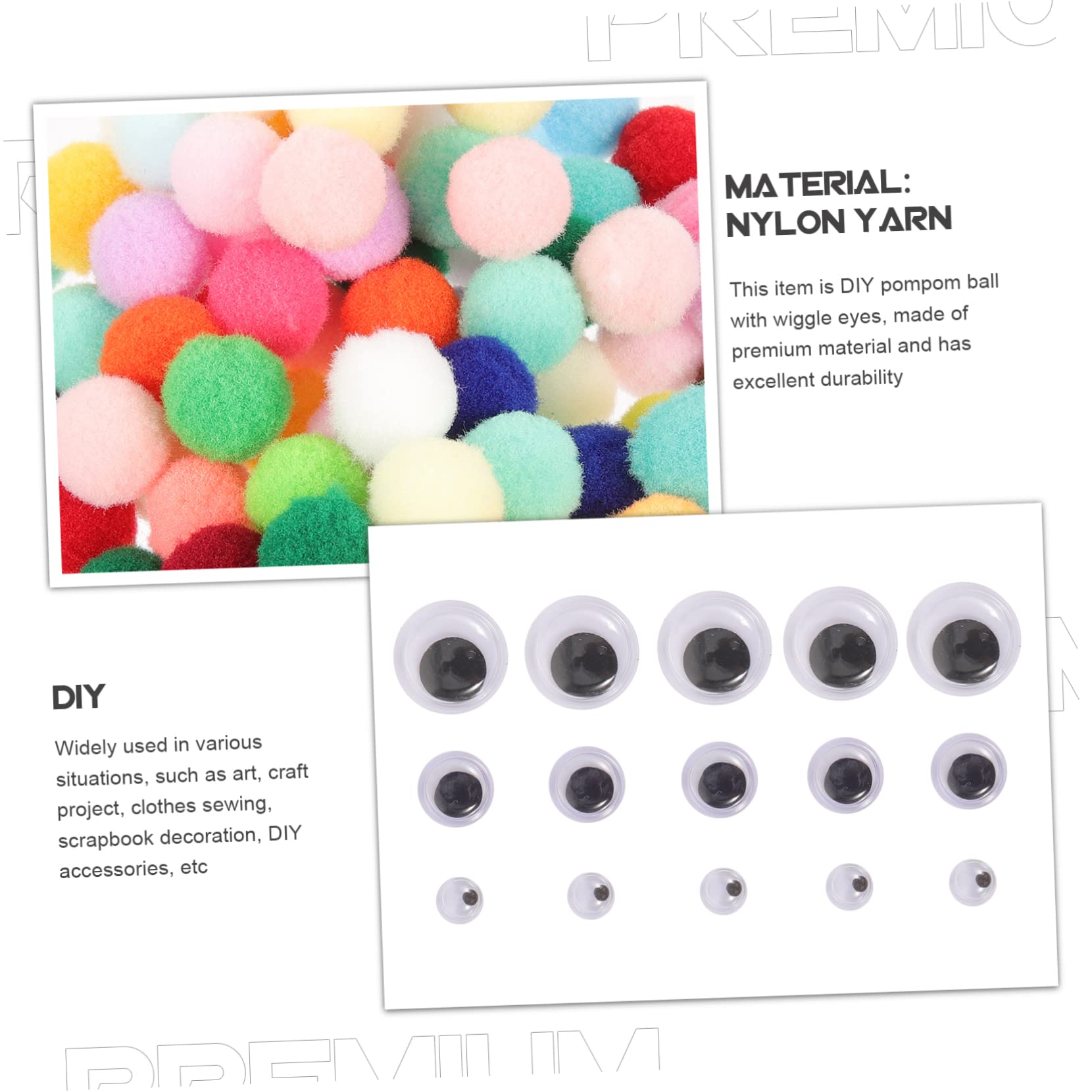 SHINEOFI 5sätze Pompon-bälle Mit Augen Für -bastelprojekte Bunte Flauschige Bälle Für Kreative Dekorationen Kunst Und Handwerk Bastelset Für Junge Mädchen Und Erwachsene
