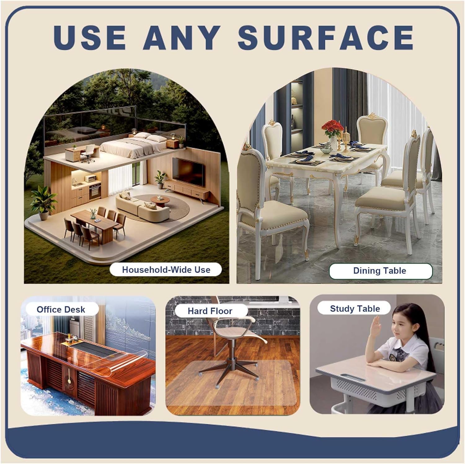 60"x138", 3mm Thick Protector Mat, Wipeable for Refrigerator Top & Countertops