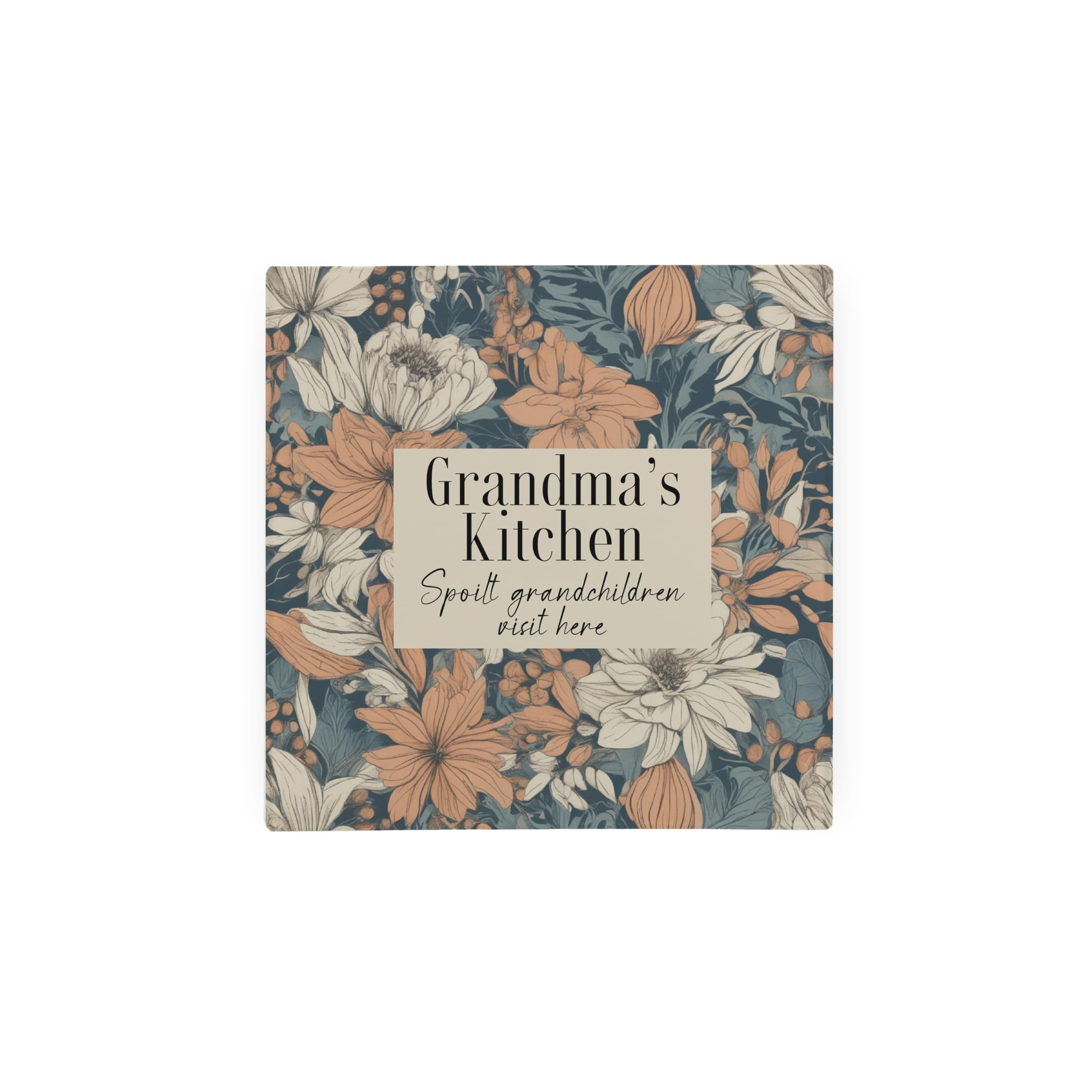 Grandma Gift Glass Hot Pot Stand - Grandparents Kitchen Gift Trivet - Kitchen Chopping/Cutting Board Worktop Protector with Non-Slip Feet 20cm x 20cm (8" x 8")