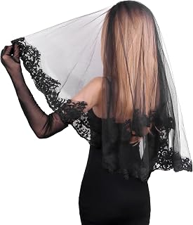 Veil and Gloves for Women 2 Tier Veil and Long Lace Gloves Halloween Costume Accessories for Women Cosplay