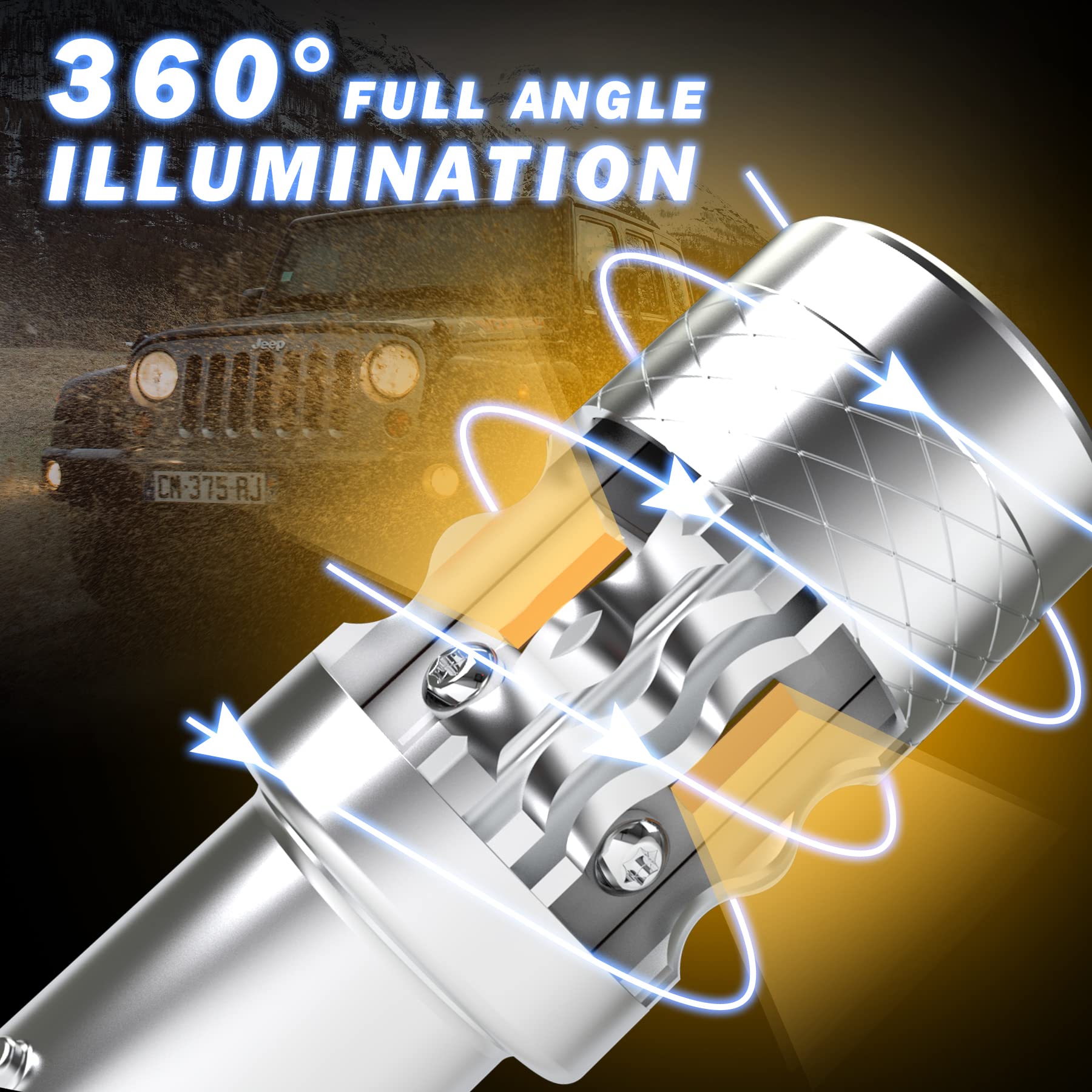 BAU15S 581 PY21W Lampadine LED Giallo Ambra, 382 P21W bau15s Lampadina per Auto 4000LM 500% Luminosità Canbus Senza Errori per Indicatori di Direzione Anteriori o Posteriori, Confezione da 2