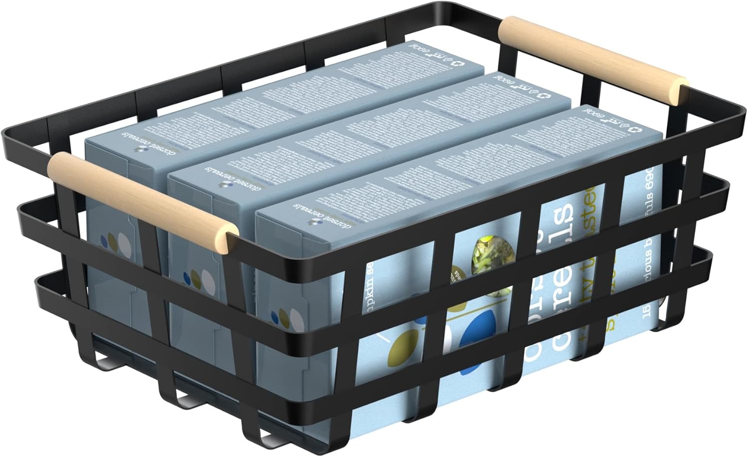 Wire Metal Baskets Metal Wire Food Storage Basket Organizer Farmhouse Baskets Bin Metal Wire Food Storage Basket Organizer with Wood Handles for Pantry Cabinets