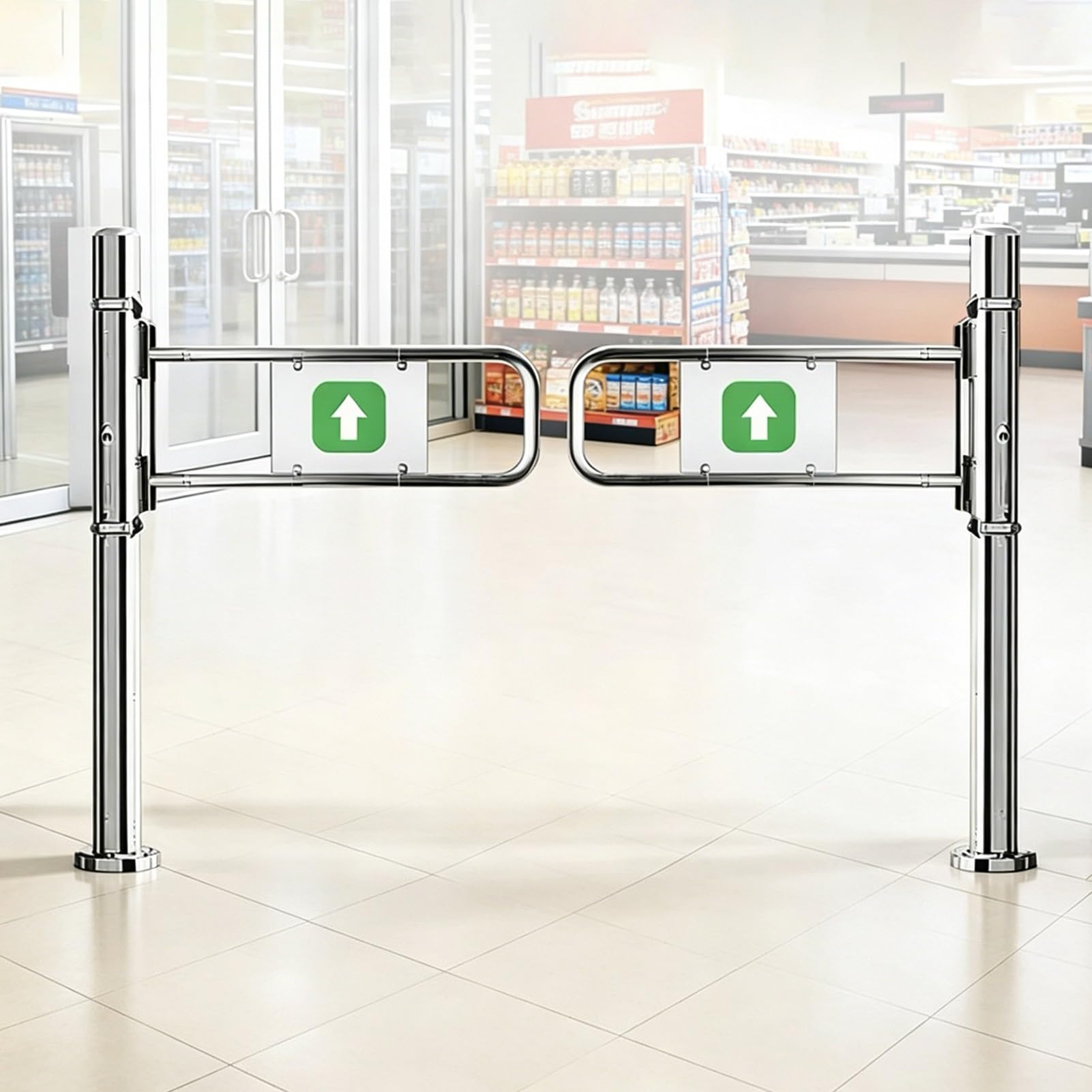 Supermarket Entrance Swing Gate, One Way Safety Door with Acrylic Sign Automatic Clos Ing, Library, Cashier, Malls Shopping One Sided Swinging Gate(W 180cm(71in))