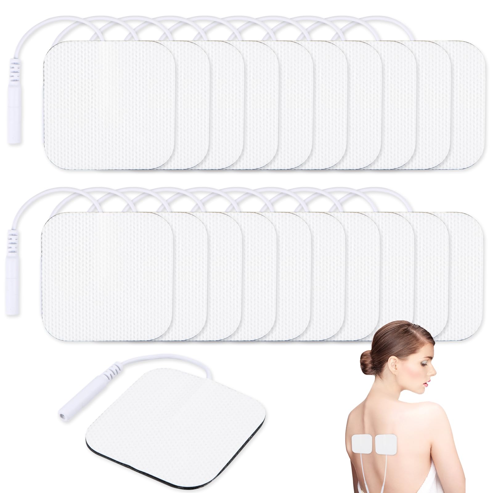 Jognee TENS EMS Elektroden Pads, Superweiches 5 x 5 cm großes TENS-EMS-Gerät, wiederverwendbar zur Linderung von Muskel,Rücken und Gelenkschmerzen (20 Stück)