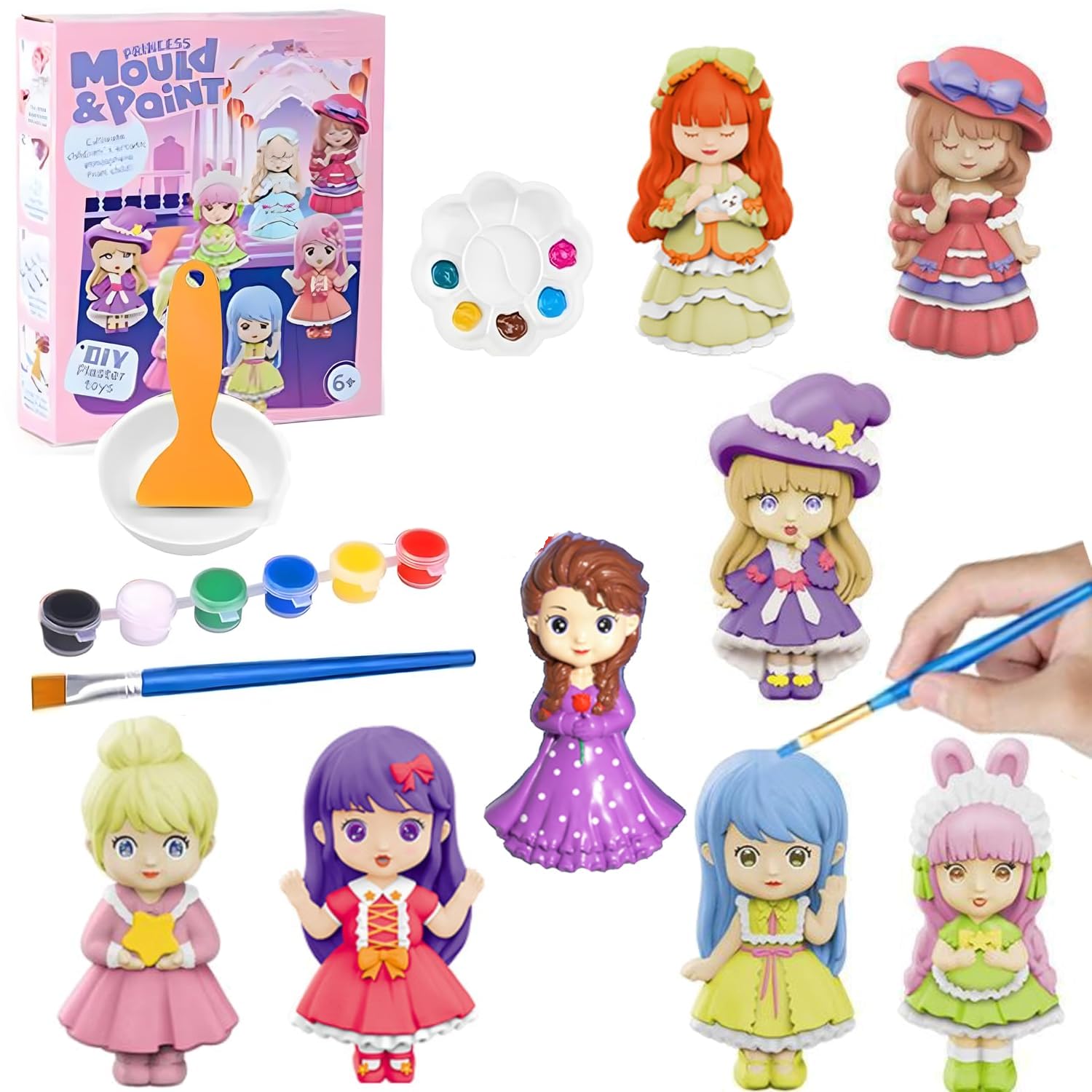 SUPER TOY Activities DIY Mould and Paint Craft kit, Paint Your Own Doll Painting Kit Plaster Figurine Set with Pigments Palette & Mold Art & Craft Set - Educational Toys for 3-12+ Year Old Boys and Girls
