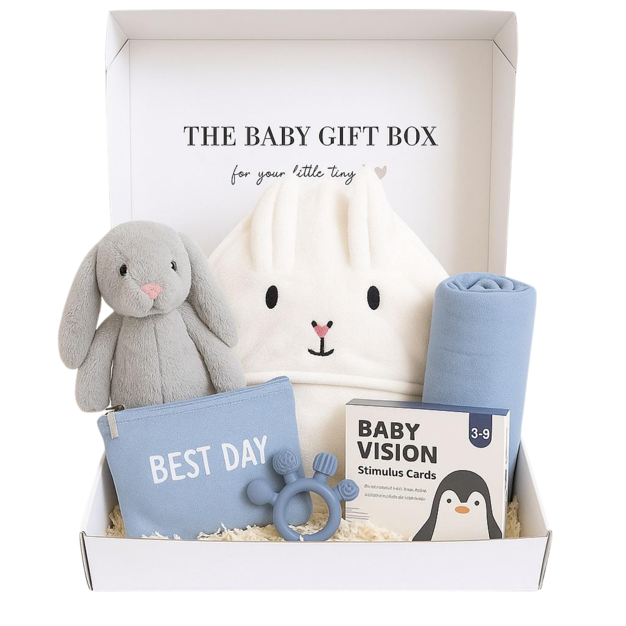 New Baby Gift Basket Set with Adorable Newborn Essentials for Baby Girl and Boy | Quality Baby Shower Gift Baskets with Soft Swaddle Blanket | Cutest