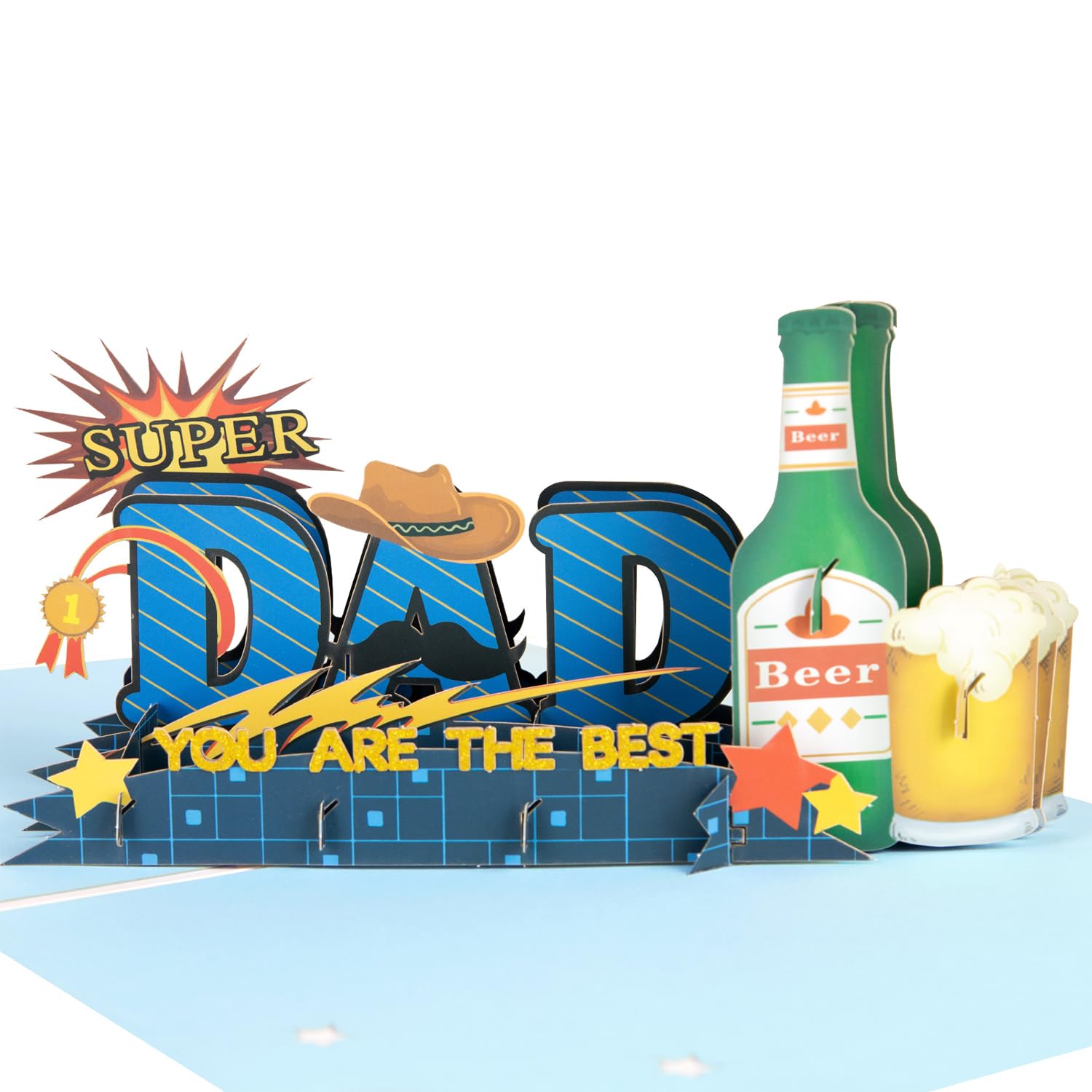 GosuoaFathers Day Card,Pop Up Cards 3D Greeting Card Father's Day Gift for Dad,Grandfather,Husband - Includes Envelope and Note Tag