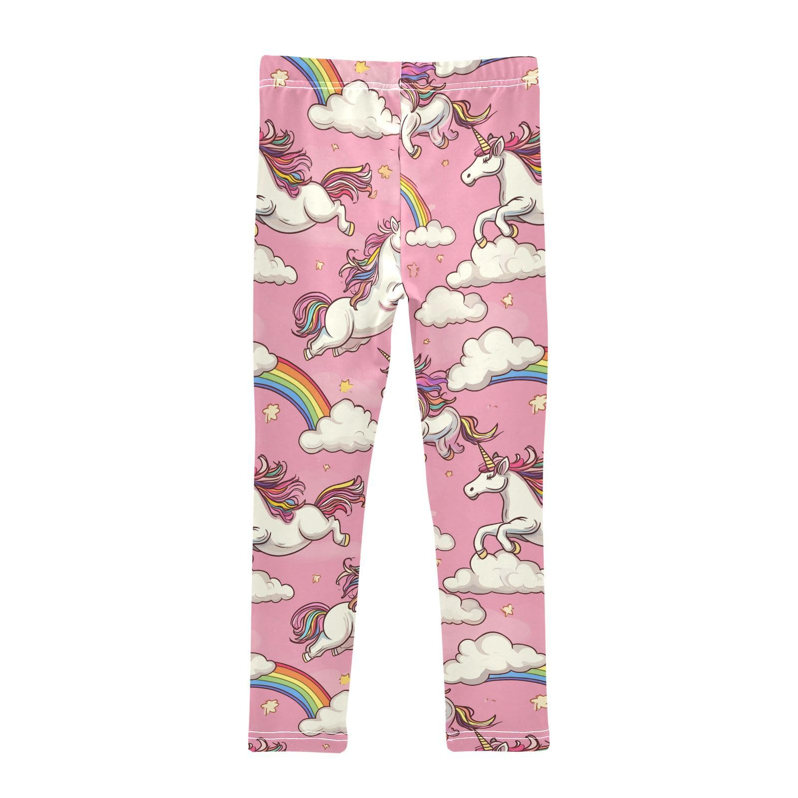Cute Unicorns Girls Leggings Toddler Doodles Rainbows Pink Kids Yoga Pants Dance Active Tights 6T