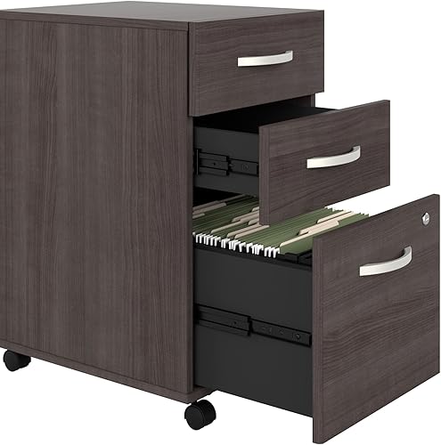 Miniatura 23 de Bush Business Furniture - Archivador móvil de 3 cajones, ensamblado, almacenamiento de documentos rodantes para el hogar o la oficina profesional,