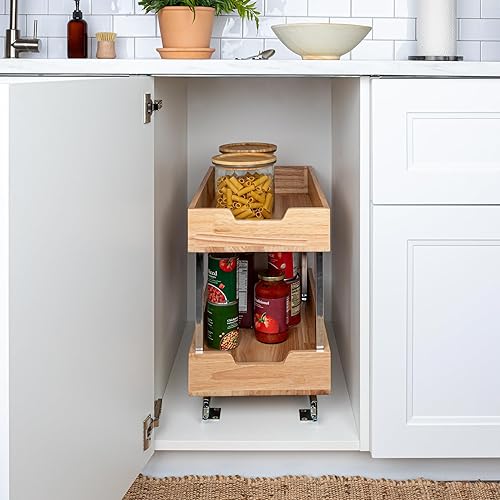 Miniatura 2 de Household Essentials 24221-1 Glidez - Organizador deslizante de 2 niveles, 11.5 pulgadas de ancho, madera