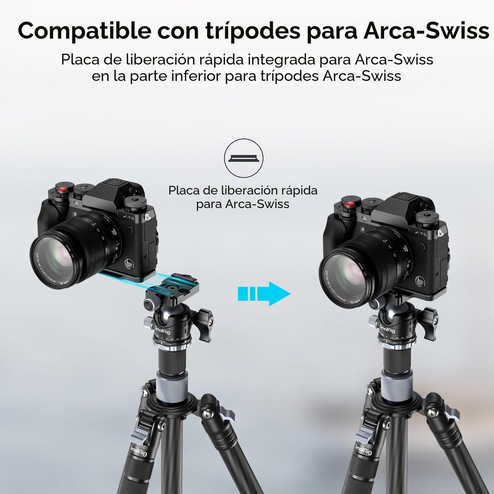 SMALLRIG X-T5 Empuñadura en Forma de L para Cámara FUJIFILM X-T5, Placa de Liberación Rápida Integrada para Arca,Empuñadura Ergonómica de Silicona, Botón de Obturador - 4260