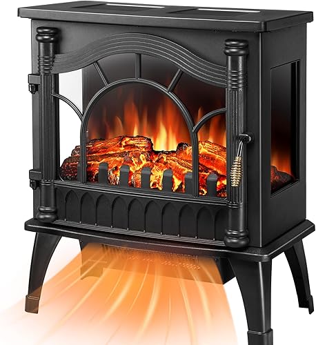 Xbeauty Estufa eléctrica independiente para interiores de 20.5 pulgadas, calentador de chimenea con efecto de llama 3D realista ajustable,