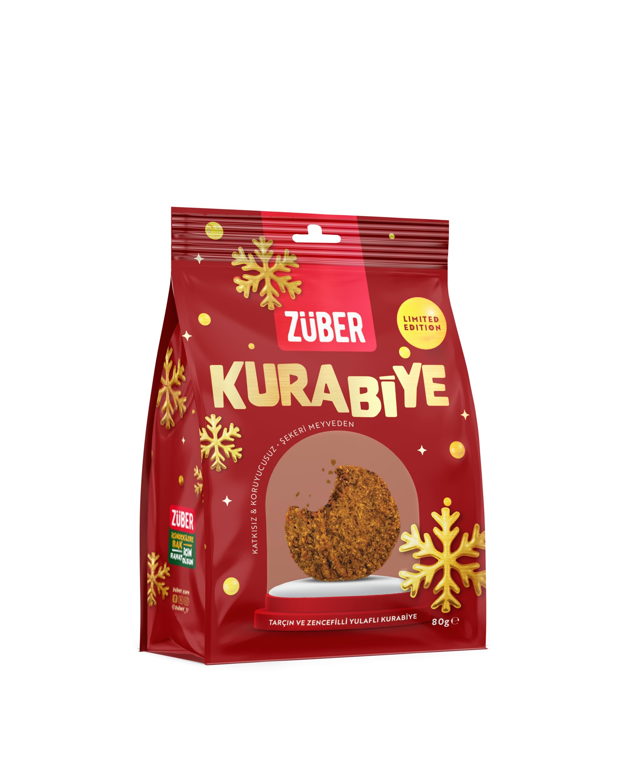 Züber Yulaflı Tarçınlı ve Zencefilli Kurabiye 80g x 12 Adet