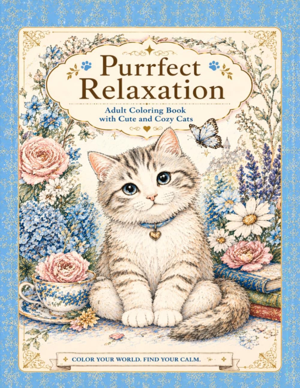 Purrfect Relaxation: Adult Coloring Book with Cute and Cozy Cats