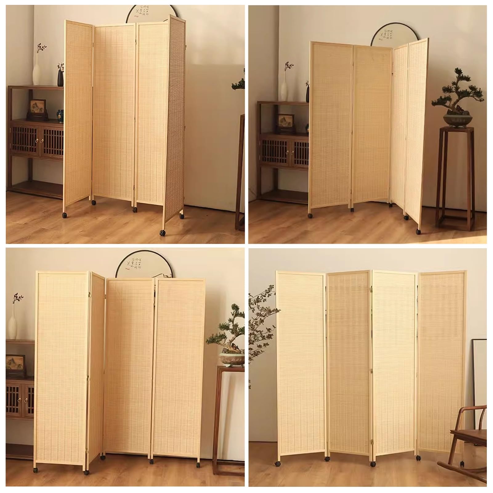 Amazon.de: Balkon-Faltwand-Seitenmarkise, Leichte Bambus-Wandtrennwand mit  Massivholzrahmen, Mobiler Raumteiler Trennwand 4 Paneele(40x150cm(15 ...