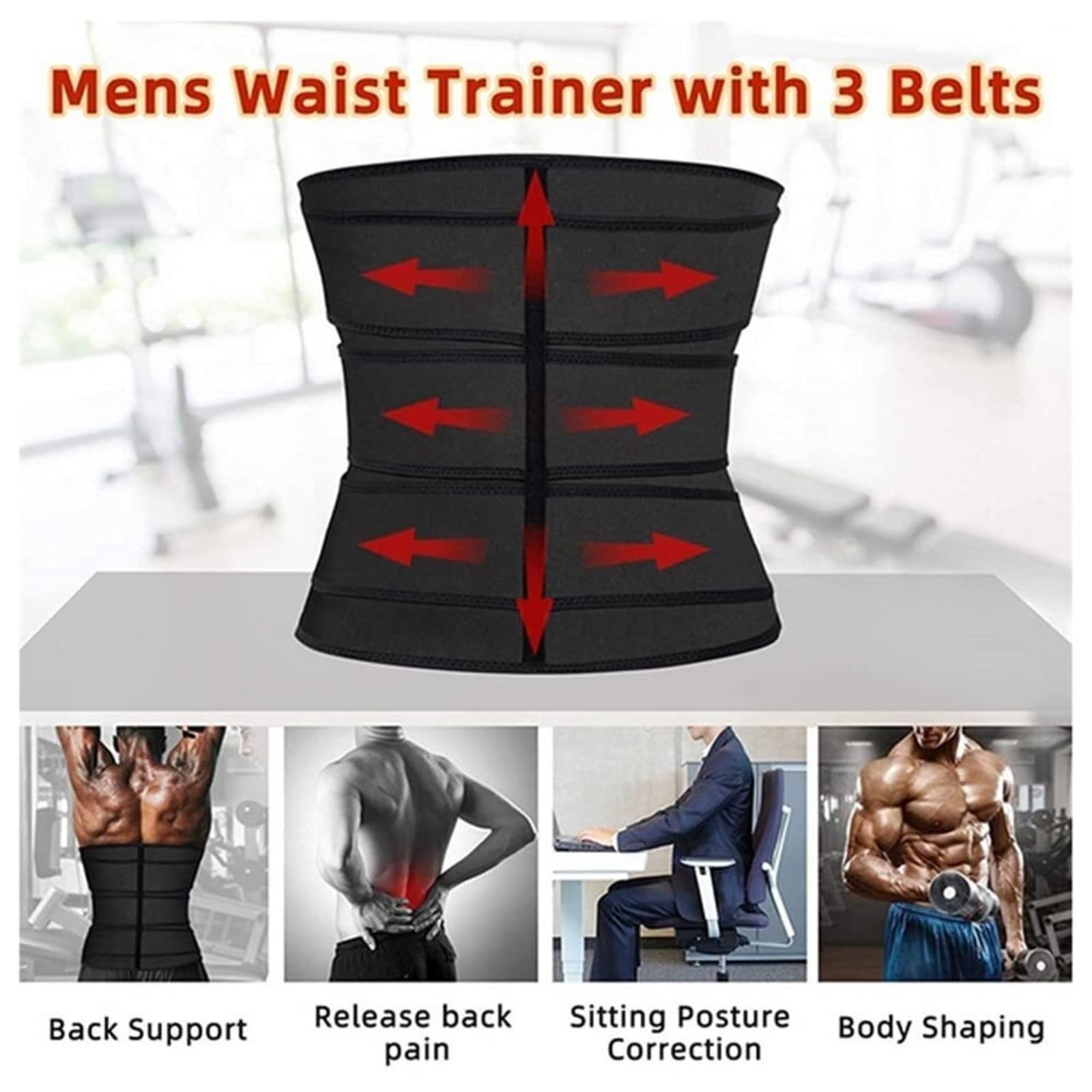 Faja Lumbar Faja Moldeadora De Cintura, Moldeadora De Abdomen, Cinturón De Neopreno para El Sudor, Moldeadora De Cuerpo Adelgazante, Vientre Cinturón Apoyo Lumbar(Black,M)