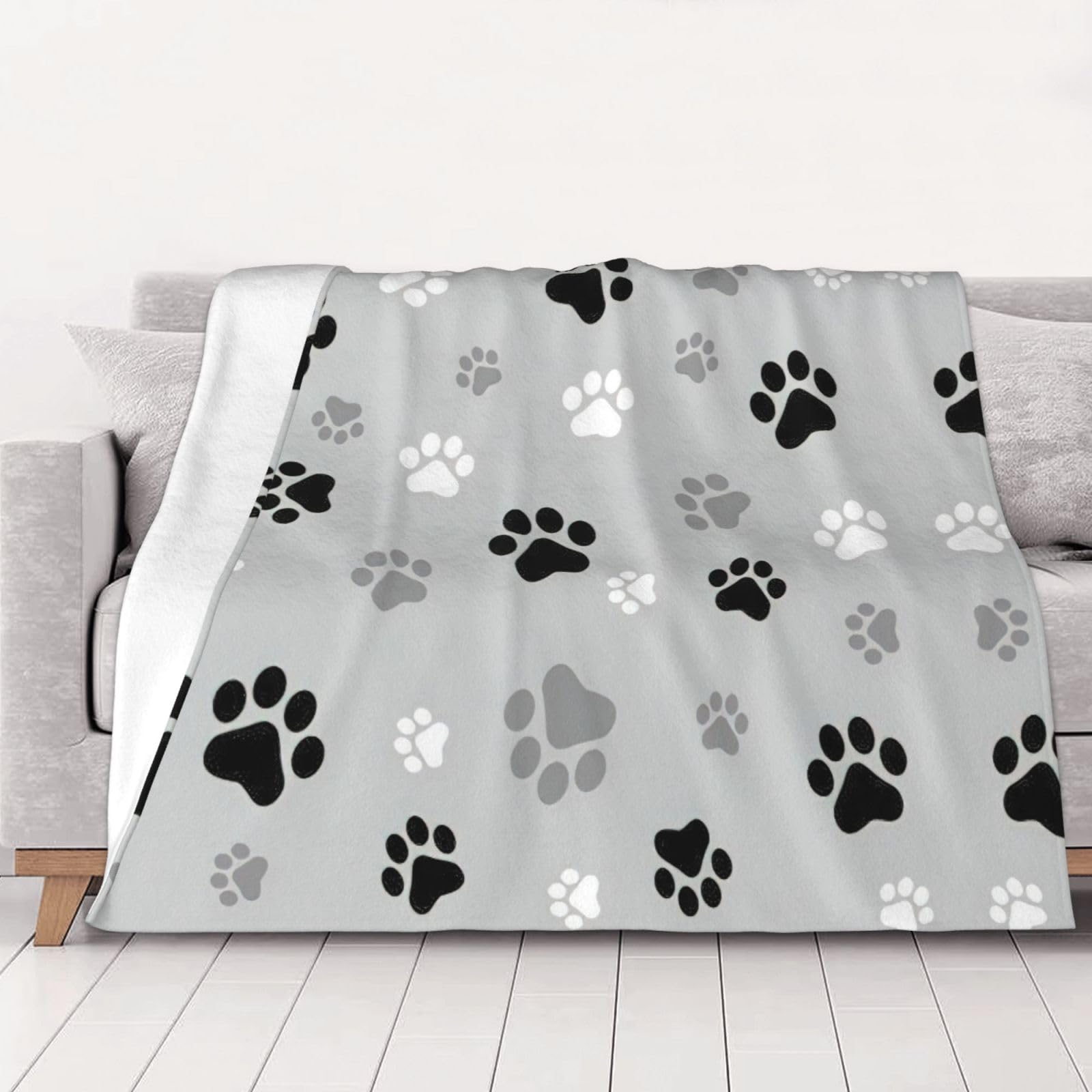 Couverture empreintes de pattes d'animaux 150x200 lavable pour canapé et lit