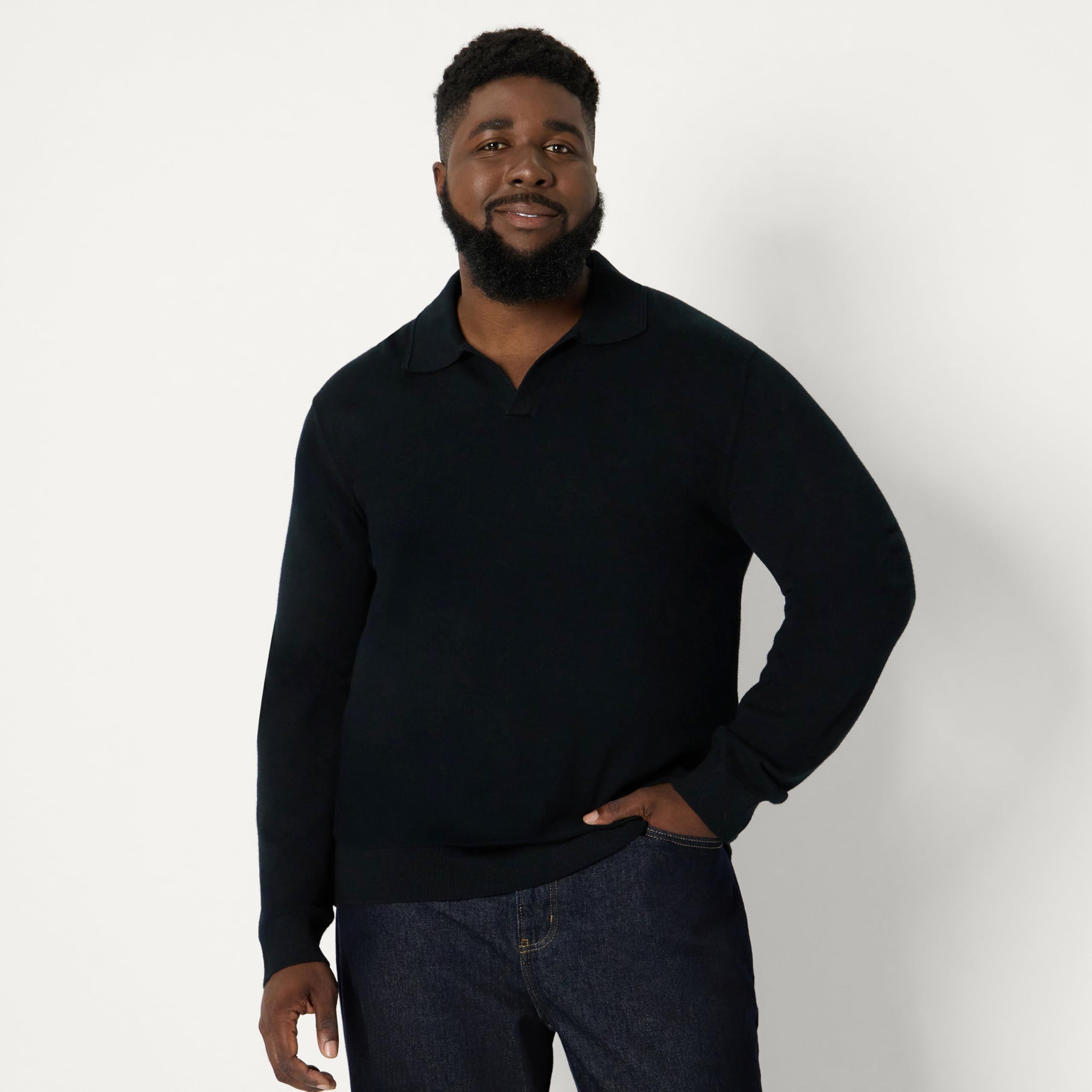 Amazon Essentials Uomo Maglione Polo a Maniche Lunghe, vestibilità Classica