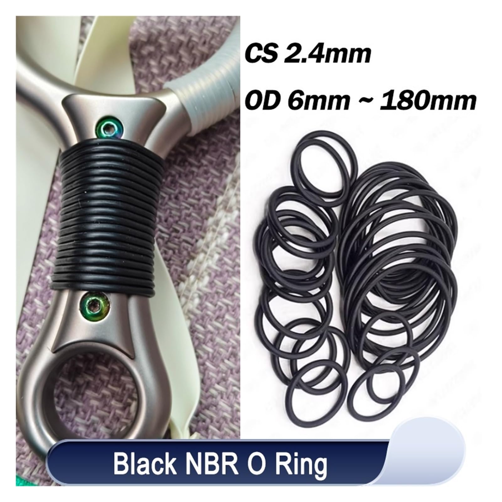 10/50 Sztuk Czarny O-ring Uszczelka Grubość CS 2.4mm OD 75mm ~ 180mm Guma Butadienowo-nitrylowa(50Pcs,OD 130mm ID 125.2mm)