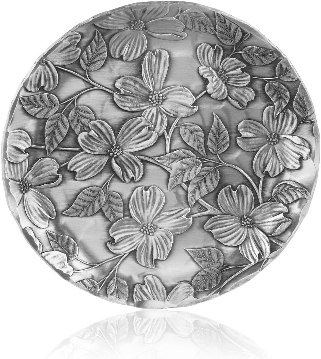 Wendell August Dogwood Coaster – Handcrafted Aluminum, Hammered Finish, Decorative Drink Coaster for Home, Gift for Any Occasion