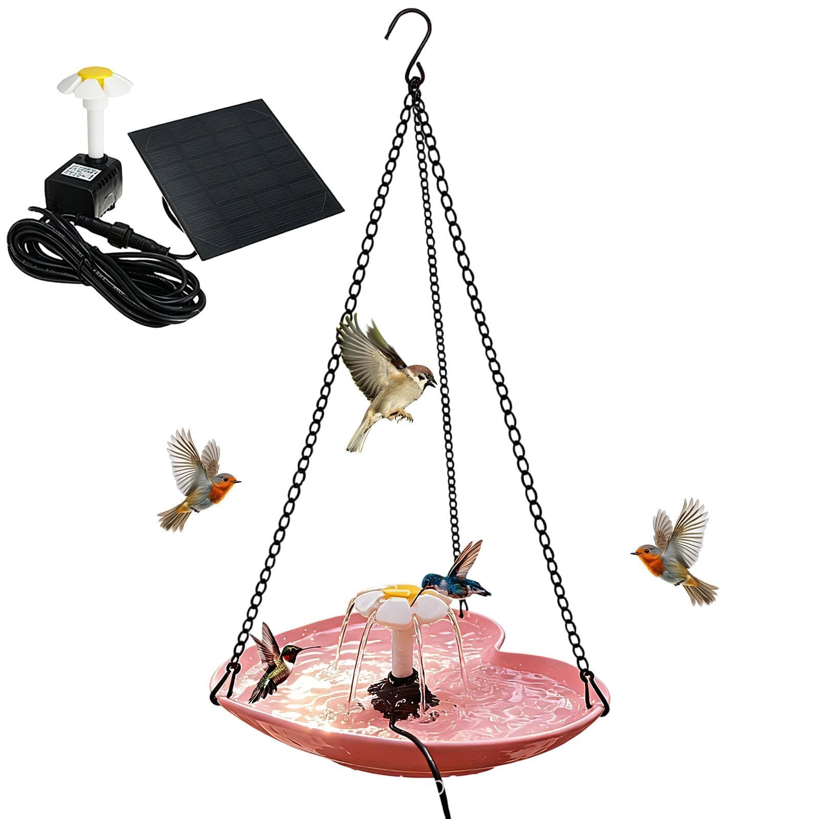 Fuente solar para baño de aves que atrae colibríes y petirrojos