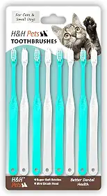 H&H Pets Escova de dentes para cães e gatos pequenos – Escova de dentes macia e extra pequena projetada para gatos, filhotes e cães de raça PP, como xícaras de chá, chihuahuas, Yorkshire e Poodle