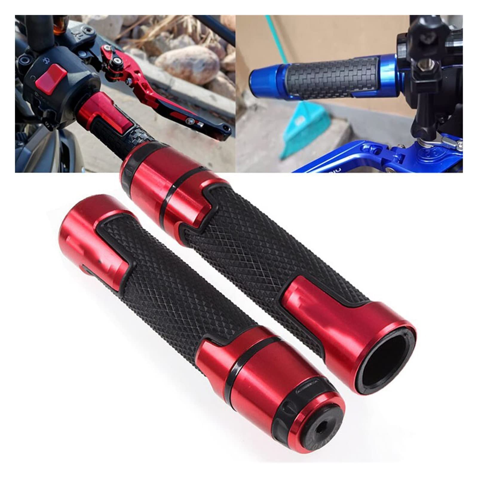 Empuñadura Motocicleta puños de moto Para Super Soco TC TCmax TS TSx Motocicleta 7/8 "22mm Manillar De Goma De Aluminio Puños Extremos Tapas De Manillar Tapones De Barra De Mano Manillar ( Color : 4 )