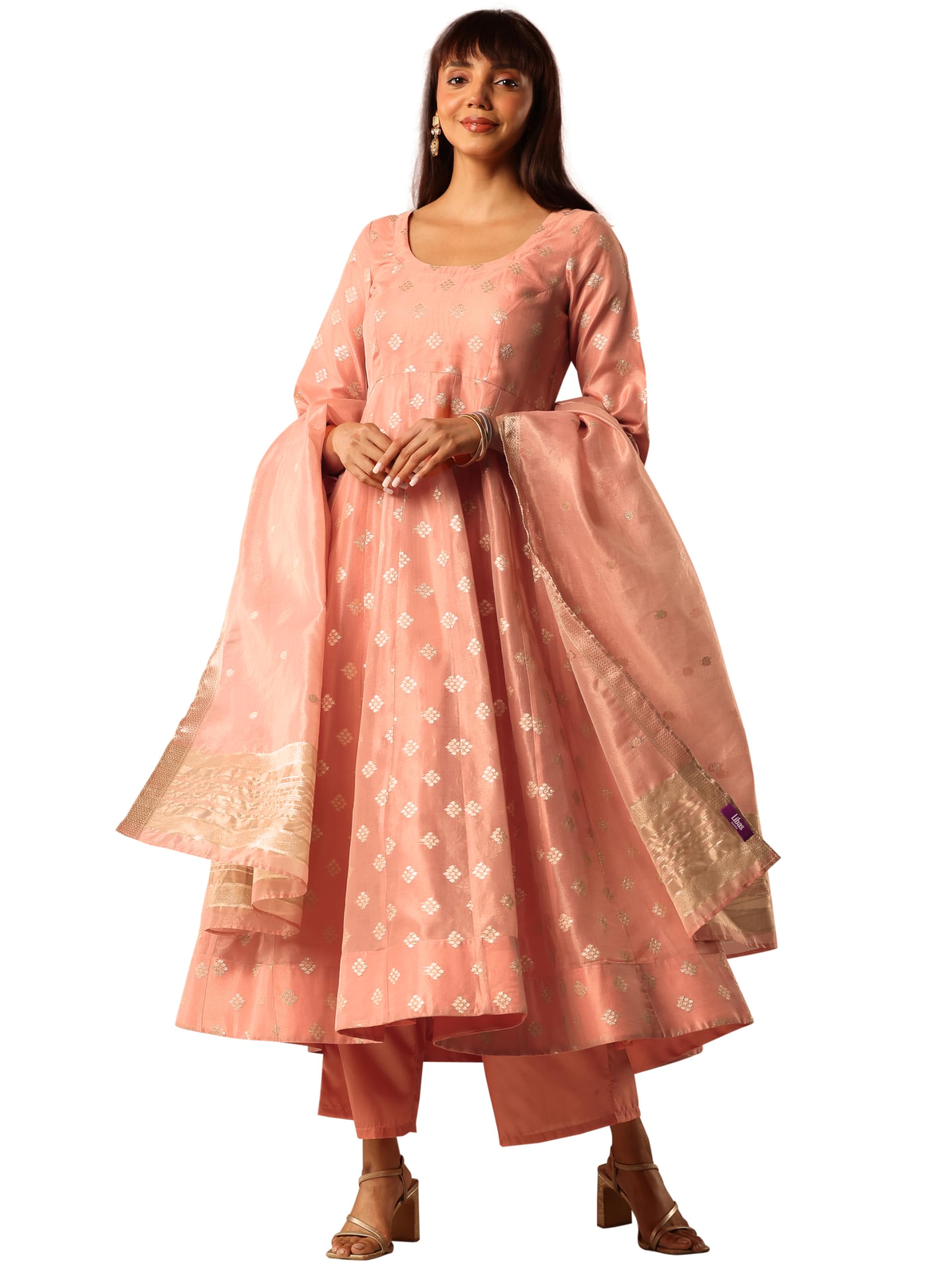 libas Woven Design Silk Blend Anarkali Kurta With Palazzo and Dupatta-picture-55