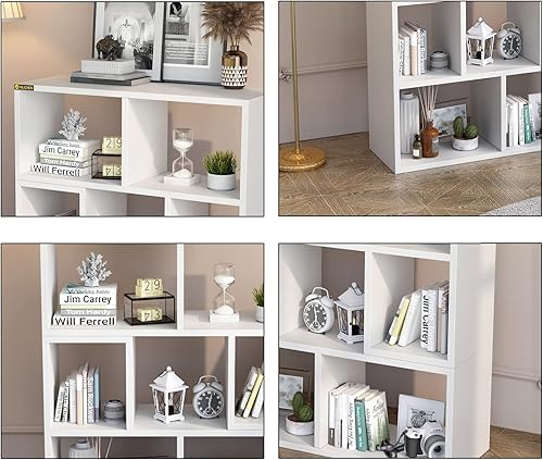 Miniatura 6 de ALISENED Estantería de 3 estantes estantería de madera y 7 cubos organizador de almacenamiento multifuncional para dormitorio biblioteca sala de