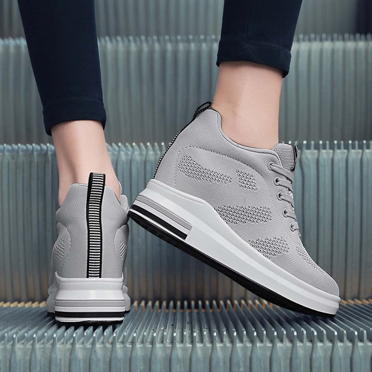 Zapatillas Deportivas Cuña Interior Zapatos Running Fitness Gym Outdoor Sneaker Casual Mesh Transpirable Comodas