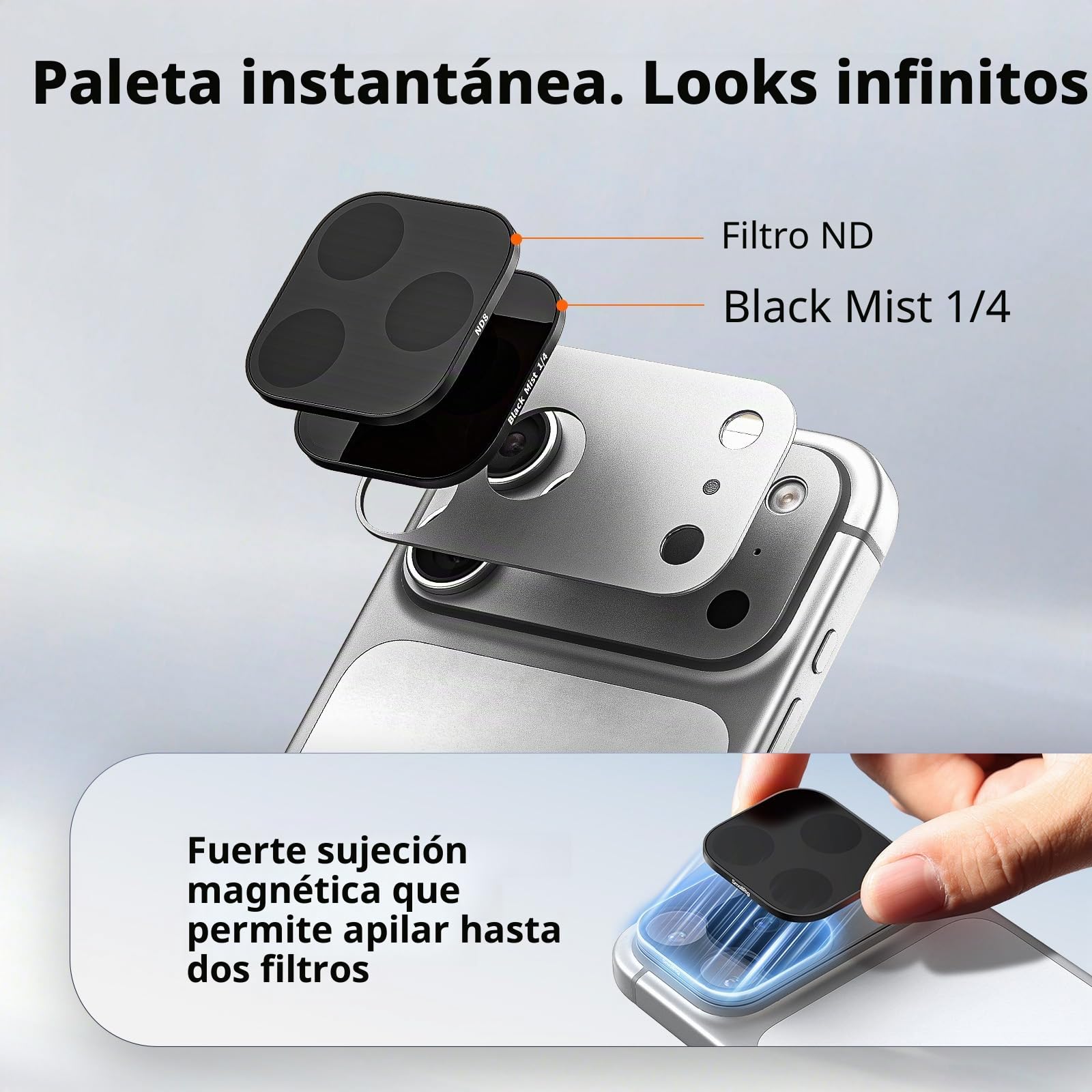 SmallRig Kit de filtros cuadrados ND y niebla negra para iPhone 17 Pro, filtros magnéticos de lente con soporte base, filtro de difusión de niebla negra 1/4/ND2/ND4/ND8/ND16/ND32, paquete de 6