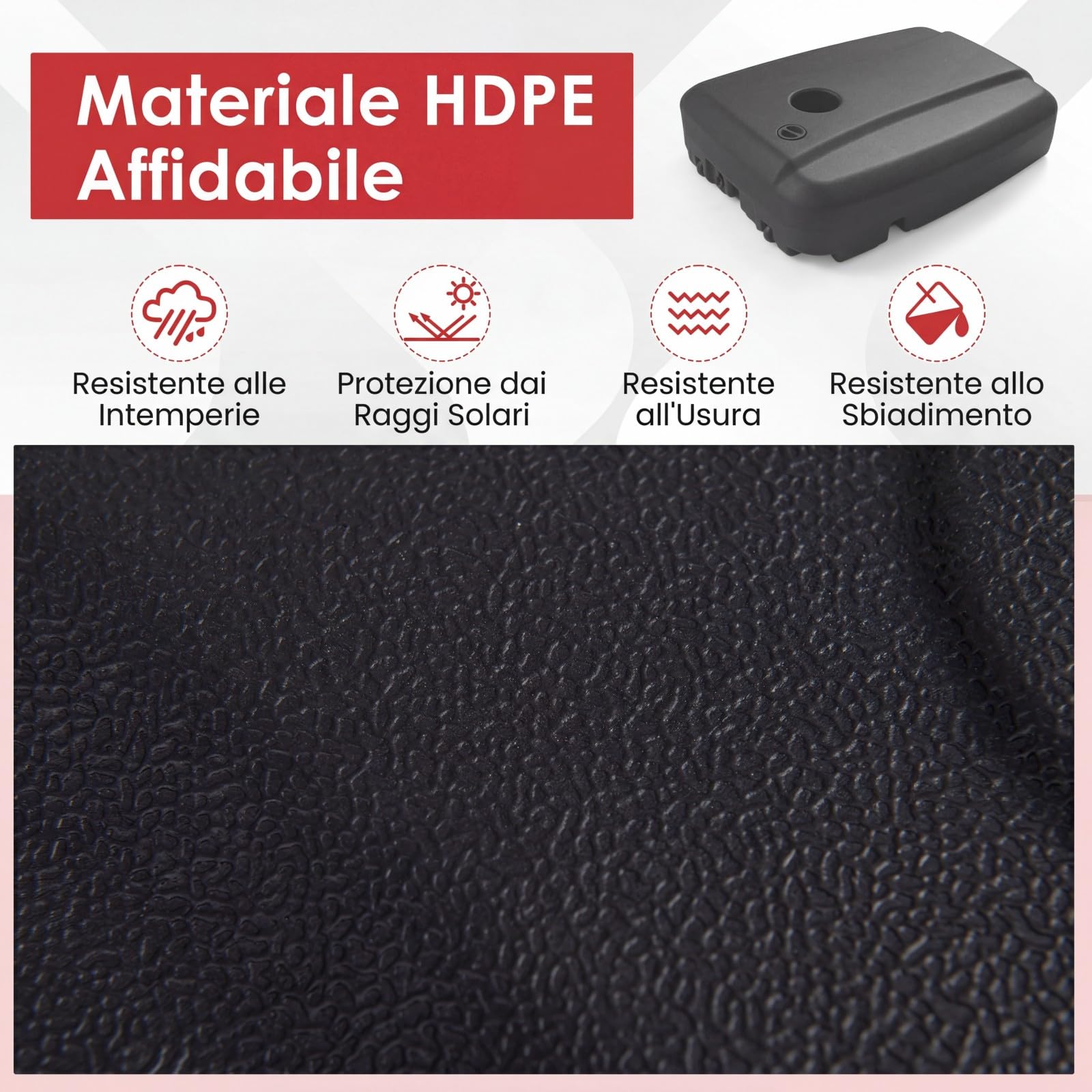 COSTWAY Base per Ombrellone da Patio a 102 kg/150 kg, in Plastica HDPE con Ruote, Supporto Quadrato per Ombrellone Riempibile con Acqua o Sabbia, per Esterno, Balcone, Spiaggia (150, Chilogrammi)