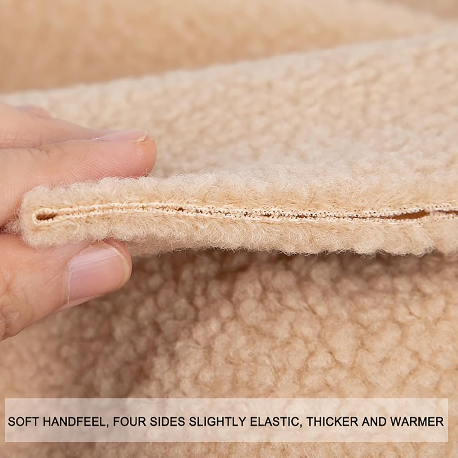 Sherpa Fleece Fabric Plush Faux Fur Fabric Lambskin Thermal Lined Material for DIY Sewing Handmade Winter Wear Costumes 63x19in(160x50cm) (Khaki)