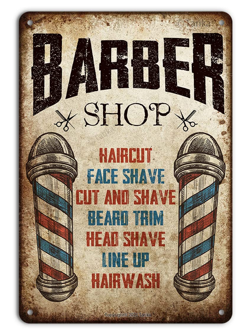 Barbershop Vintage tin Sign Vintage Metal Sign Gift Bedroom Retro Novelty Cafe Store Tin Signs 5.5x8inch
