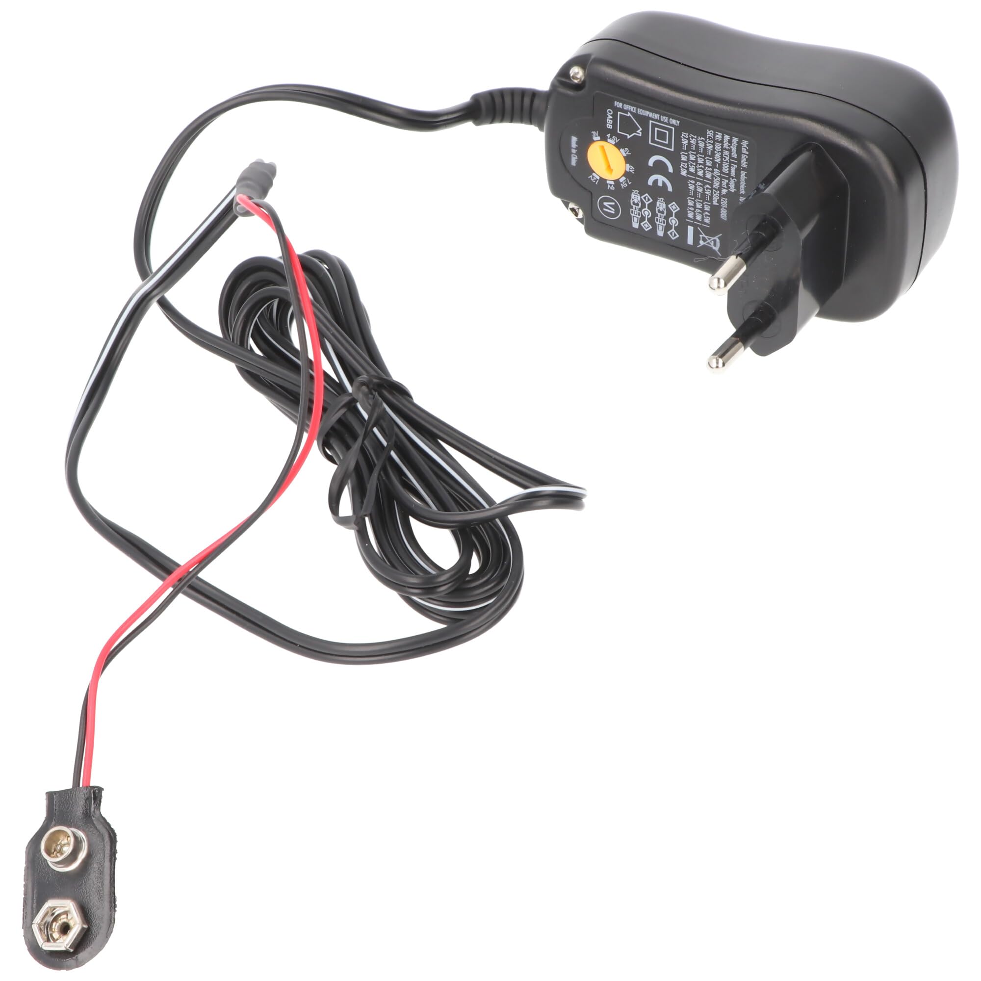 AccuCell Bloc d'alimentation universel avec connecteur de batterie 9 V, parfait pour remplacer les piles ou batteries classiques de 9 V