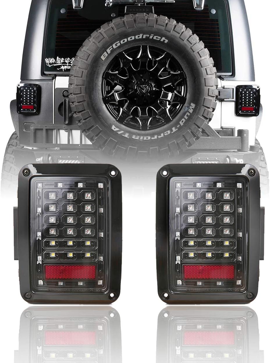 Hooke Road Wrangler JK Tail Light Assembly w/Brake Light & Turn Signal Compatible with Jeep JK Wrangler 2007-2018