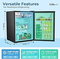 Vista 3 de Electactic Refrigerador compacto de 2.56 pies cúbicos con puerta individual reversible, NEGRO