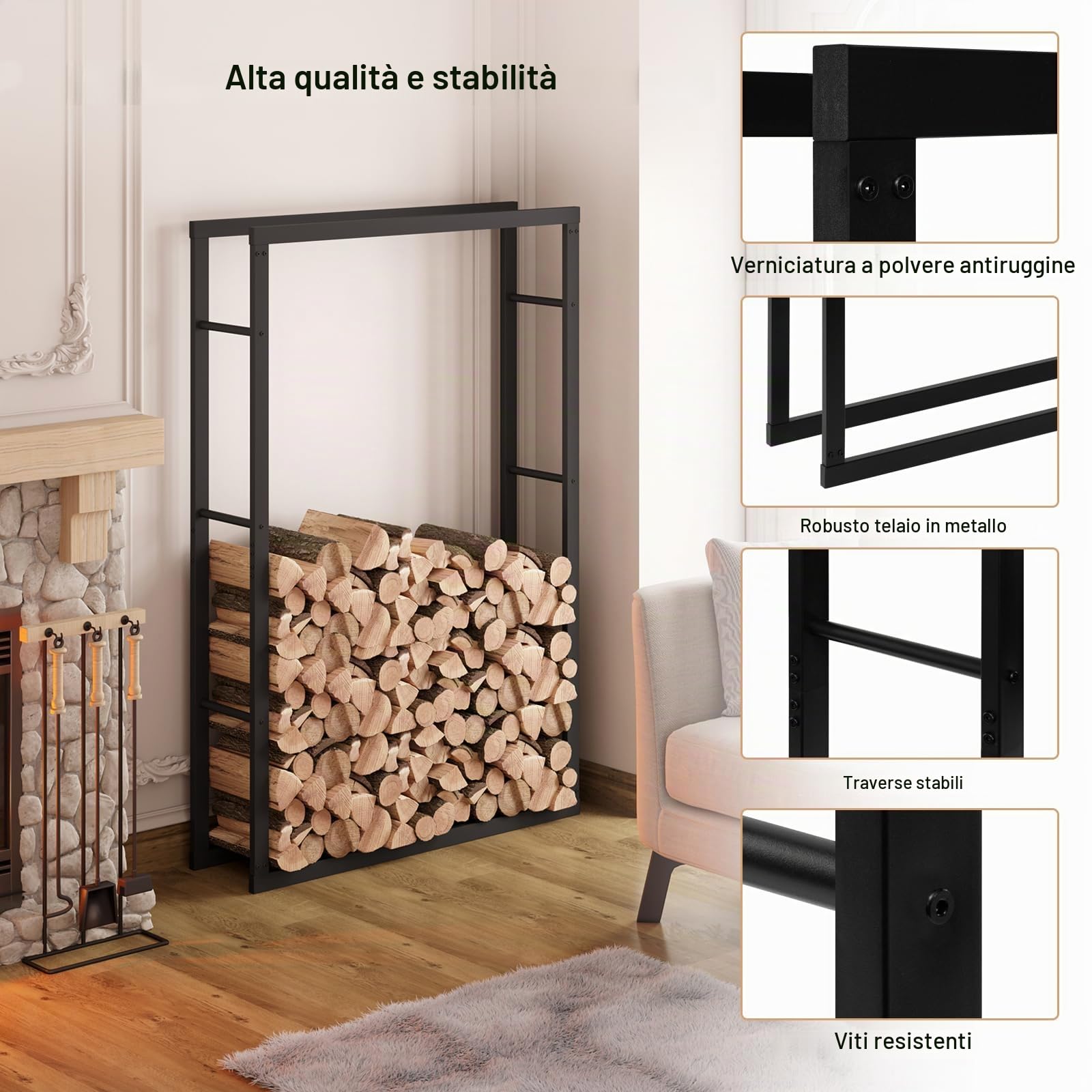 Laneetal Legnaia per Esterno e Interno, Portalegna da Interno 150x100x25cm